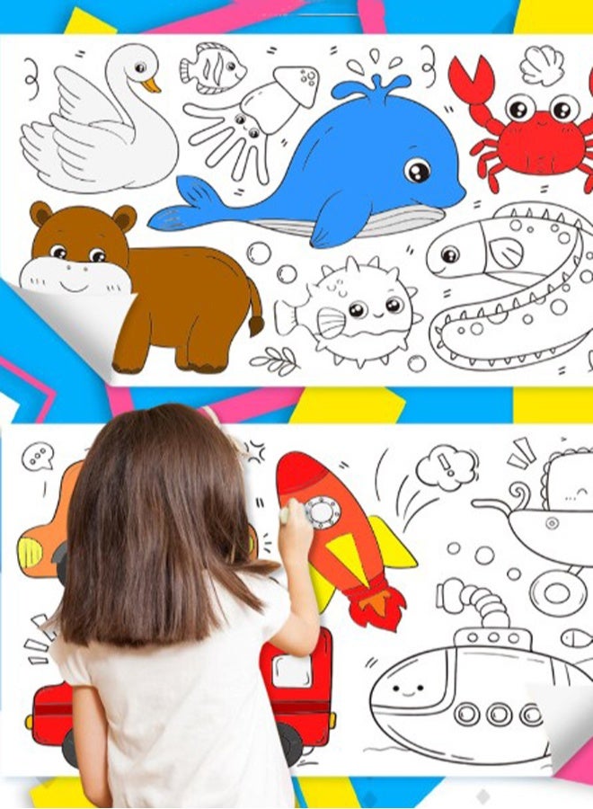 Children's Drawing Roll Coloring Paper Roll for Kids with Pattern Coloring Drawing Paper for DIY Painting Color Filling - Image 5