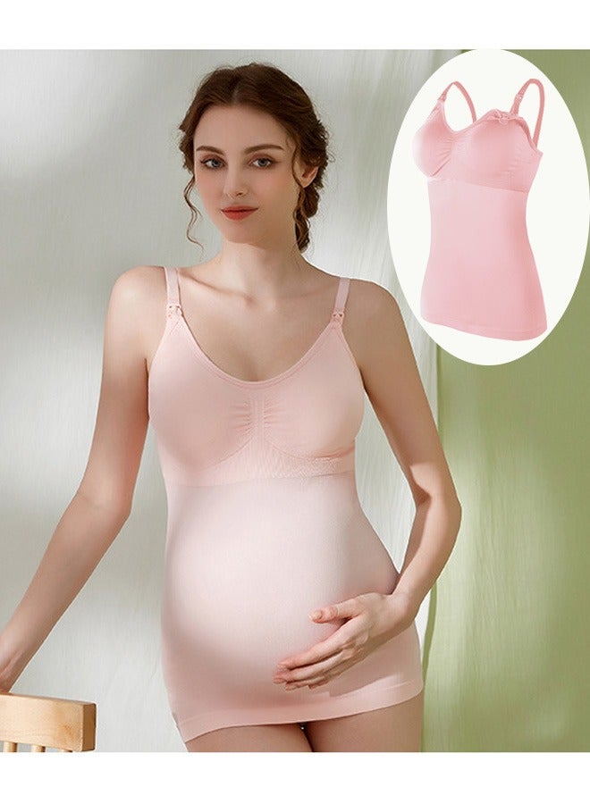 1 Pcs Women's Nursing Vest Built-In Bras Maternity Camisole For Breastfeeding Pregnant Women Bra Free Nursing Vest，Maternity Nursing Tank Tops for Breastfeeding Outer Wear  - Image 1