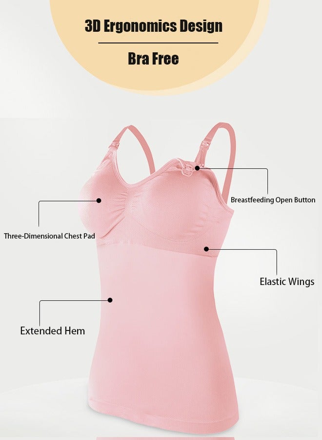 1 Pcs Women's Nursing Vest Built-In Bras Maternity Camisole For Breastfeeding Pregnant Women Bra Free Nursing Vest，Maternity Nursing Tank Tops for Breastfeeding Outer Wear  - Image 3