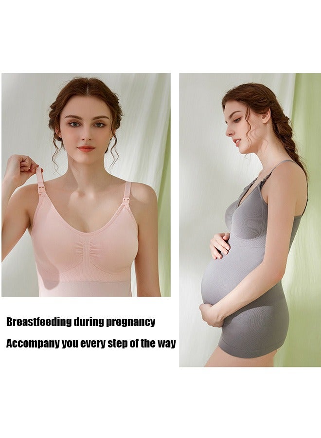 1 Pcs Women's Nursing Vest Built-In Bras Maternity Camisole For Breastfeeding Pregnant Women Bra Free Nursing Vest，Maternity Nursing Tank Tops for Breastfeeding Outer Wear  - Image 4