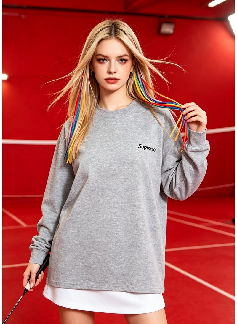 SUPREME men and women spring and autumn cotton loose long sleeve T-shirt - Image 2