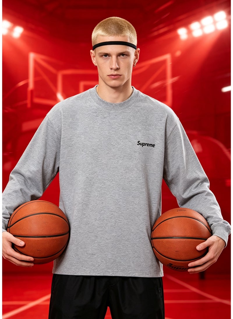 SUPREME men and women spring and autumn cotton loose long sleeve T-shirt - Image 1
