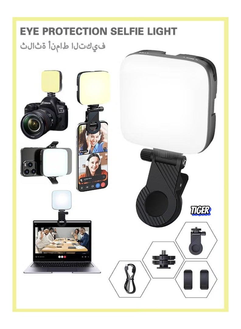 TIGER Selfie Light with Front & Back Clip – 3000-9900K Dimmable LED Portable Phone Light, 2000mAh Rechargeable Video Light for Phone Camera, Laptop, TikTok, Makeup & Photography – Adjustable Brightness for Perfect Lighting - Image 1