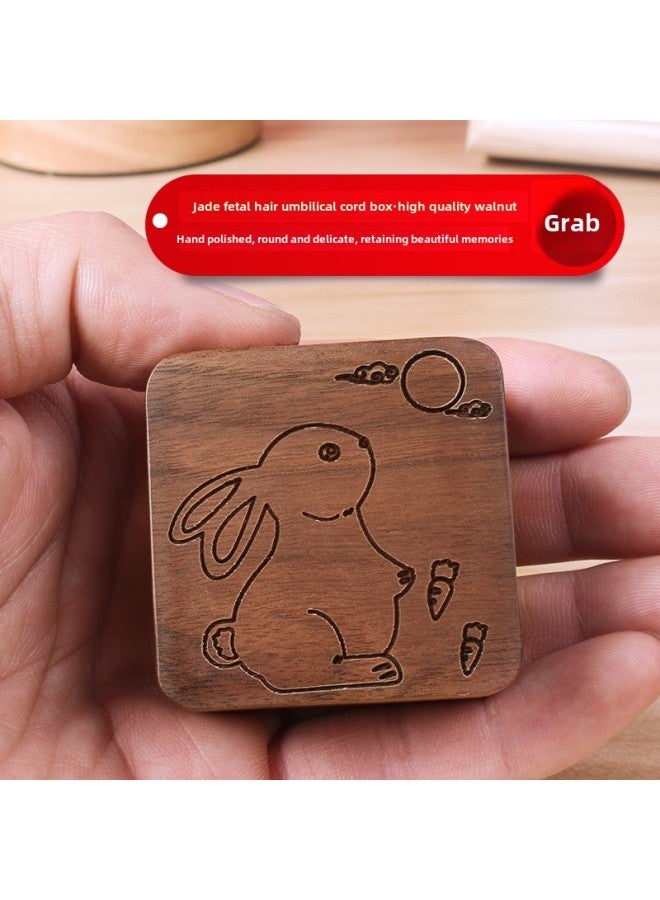 Umbilical Cord Collection Box Fetal Hair Souvenir Making Fetal Hair Preservation Bottle Baby Rabbit Navel Newborn Baby Storage-Specifications:Beech Square Box -1 Side Lettering-fetal Hair Bottle Umbilical Cord Bottle  - Image 4