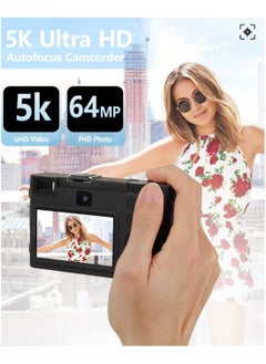 IqwiCam 5K Digital Camera for Photography&Video, 64MP Front and Rear Dual Cameras Vlogging Camera,18X Digital Zoom Anti-Shake Travel Camera, Auto-Focus Point and Shoot Camera with 64G TF Card  - Image 2
