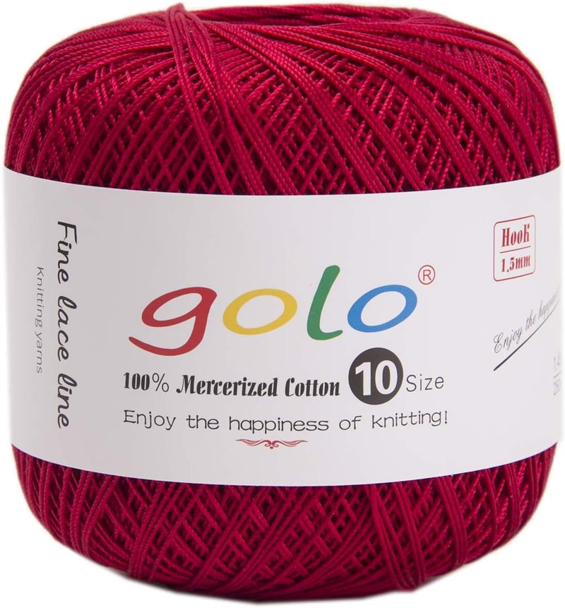 Golo Crochet Thread Size 10 Lace Yarn Wine red Yarn 192 - Image 1