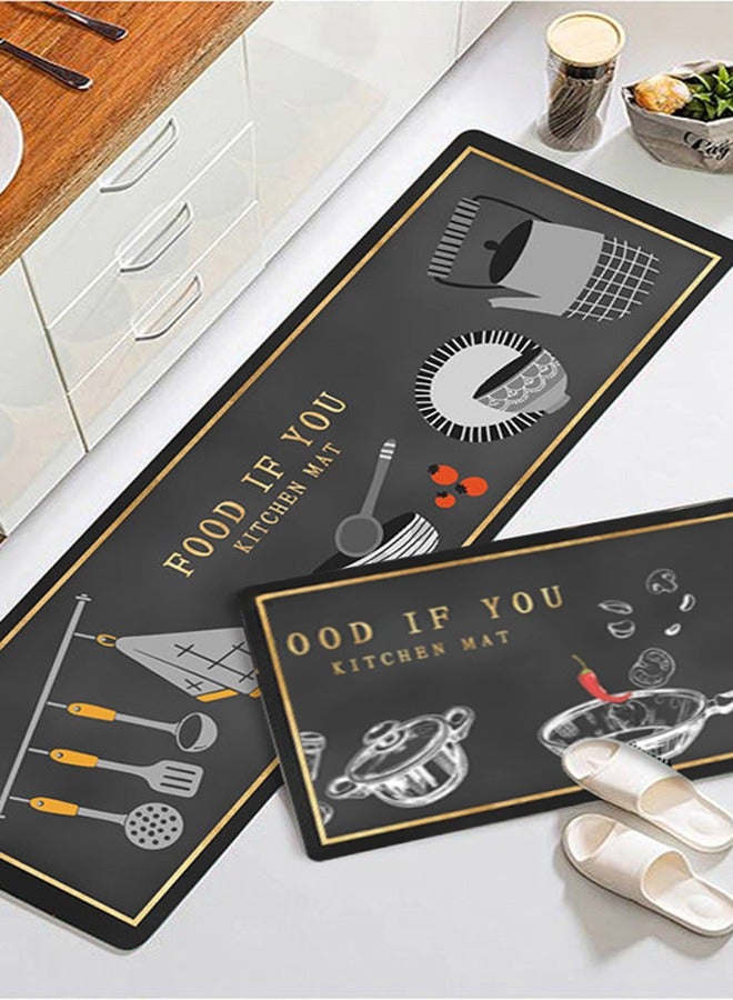 Arabest 2-Piece Geometric Pattern Kitchen Rugs Mats，40*60cm+40*120cm, Non-Slip Waterproof Kitchen Rug, Premium PVC Comfort Kitchen Mats and Rugs for Kitchen, Office, Home, Laundry(Black) ﻿ - Image 3