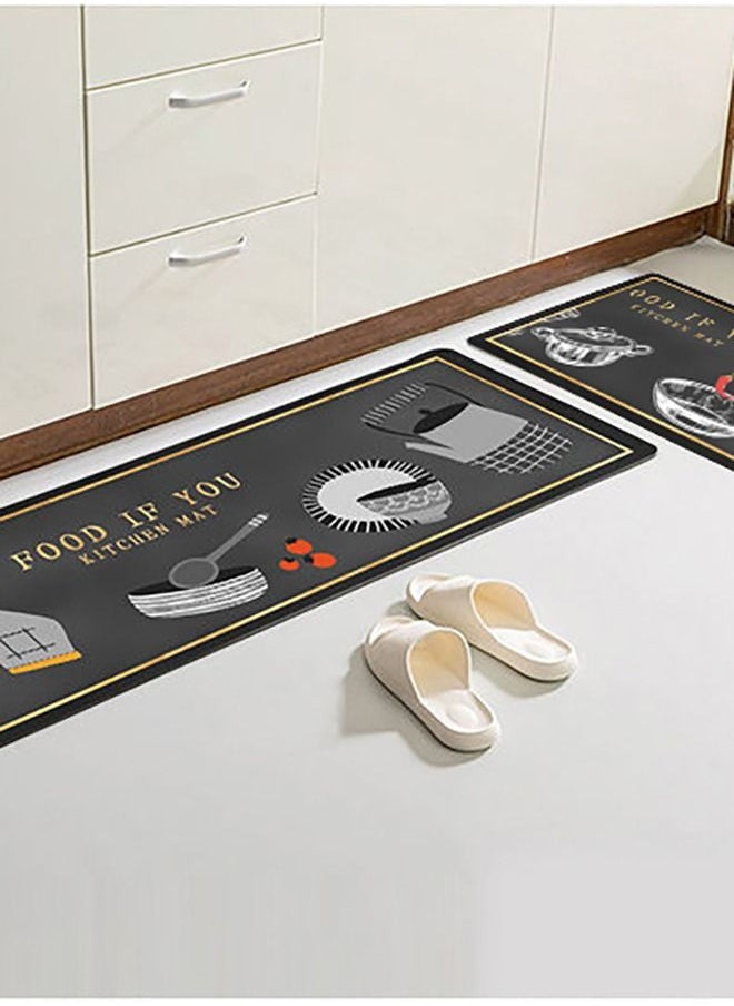 Arabest 2-Piece  Geometric Pattern Kitchen Rugs Mats  Black  - Image 3
