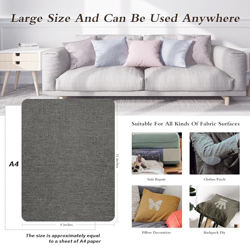 KING MOUNTAIN Fine Linen Repair Patches, Self-Adhesive Linen Fabric Patches, 8X11 inch Extra Size, Multi Color, Can be Used for Linen Sofa(8" x 11",Dark Grey 2.0) - Image 4