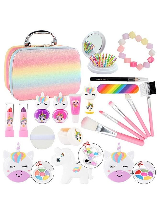 Beauenty Kids Makeup Kit for Girls, Real Washable Makeup Set for Girls, Unicorn Makeup for Kids, Girl Toys Princess Children Play Makeup Kit with Cosmetic Case, Birthday Gifts for 4 5 6 7 8 Years Old Girls  - Image 1