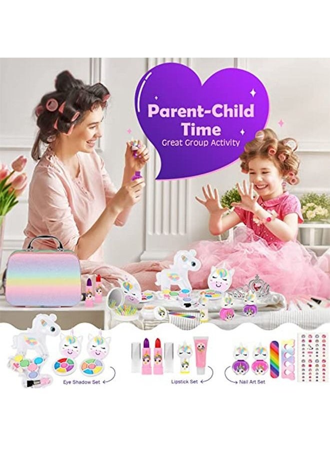 Beauenty Kids Makeup Kit for Girls, Real Washable Makeup Set for Girls, Unicorn Makeup for Kids, Girl Toys Princess Children Play Makeup Kit with Cosmetic Case, Birthday Gifts for 4 5 6 7 8 Years Old Girls  - Image 2