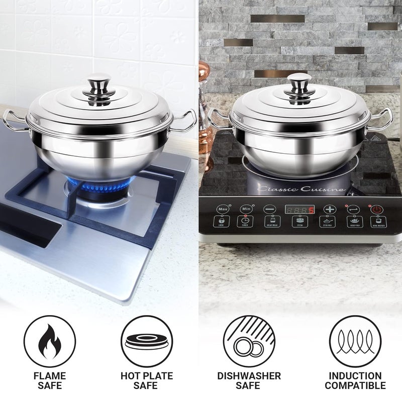 MILTON Pro cook MILTON Pro cook Stainless Steel Multipurpose Kadai with Lid 2 Regular Idli Plate 1 Mini Idli Plate 1 Steamer Plate 2 Dhokla Plate AllinOne Multi PotKadhai Induction Gas Friendly  - Image 3