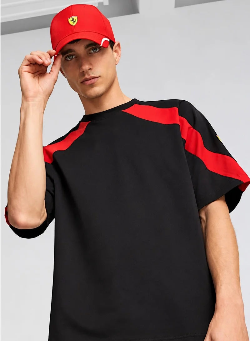 Scuderia Ferrari Men's Race Statement Black T-Shirt with Red Accents