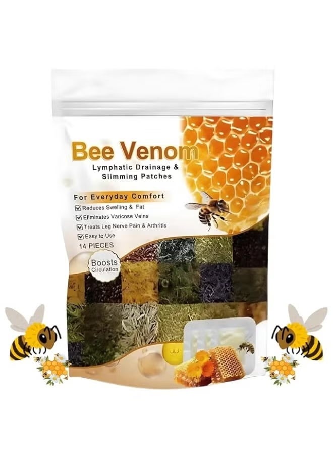 OUHOE Bee Venom Lymphatic Drainage & Slimming Foot Patches (14 Pcs), Detox Foot Patchess Bee Venom Foots Patch Pain Relief Stress Relief Sleep Patchess for Men & Women. - Image 1