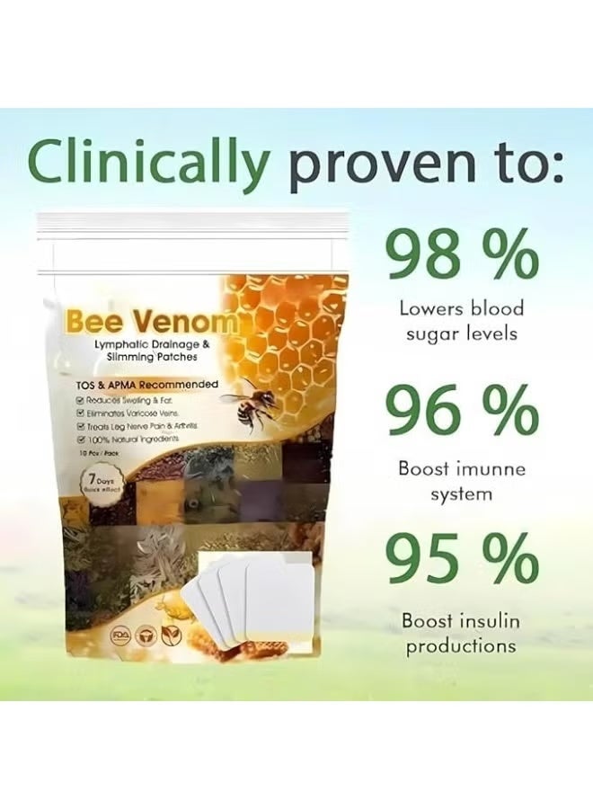OUHOE Bee Venom Lymphatic Drainage & Slimming Foot Patches (14 Pcs), Detox Foot Patchess Bee Venom Foots Patch Pain Relief Stress Relief Sleep Patchess for Men & Women. - Image 4