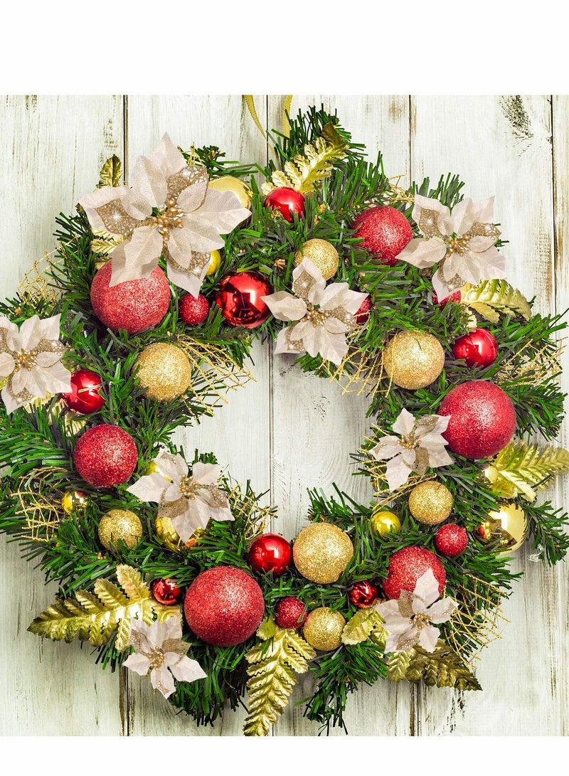 Excefore أزهار بوينسيتيا المزيفة اللامعة 36 قطعة زينة شجرة الزفاف وزينة رأس السنة (ذهبي) - Image 2