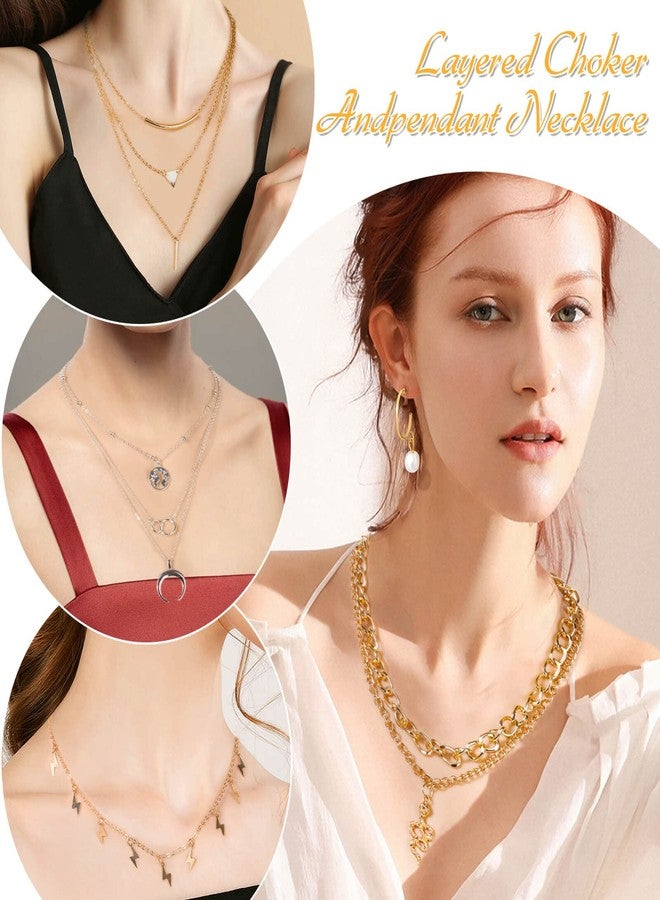 Thrilez 63 Pack of Jewelry Set for Women, Including 15 Pairs Fashion Earrings, 4 Pack Cute Necklaces, 13pc Aesthetic Bracelets/Anklets and 31pc Dainty Rings, Trending Gift for Ladies - Image 2