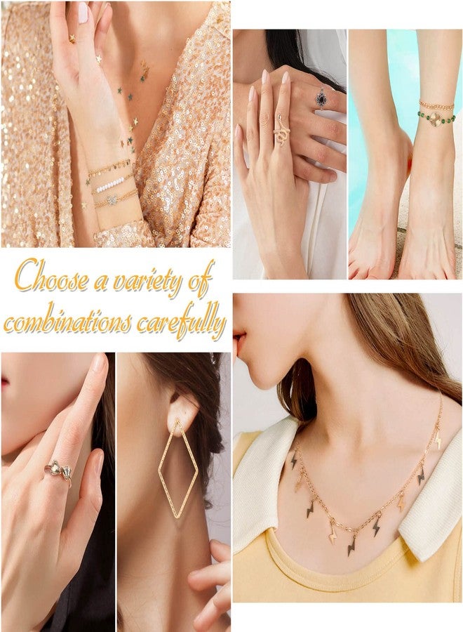 Thrilez 63 Pack of Jewelry Set for Women, Including 15 Pairs Fashion Earrings, 4 Pack Cute Necklaces, 13pc Aesthetic Bracelets/Anklets and 31pc Dainty Rings, Trending Gift for Ladies - Image 5