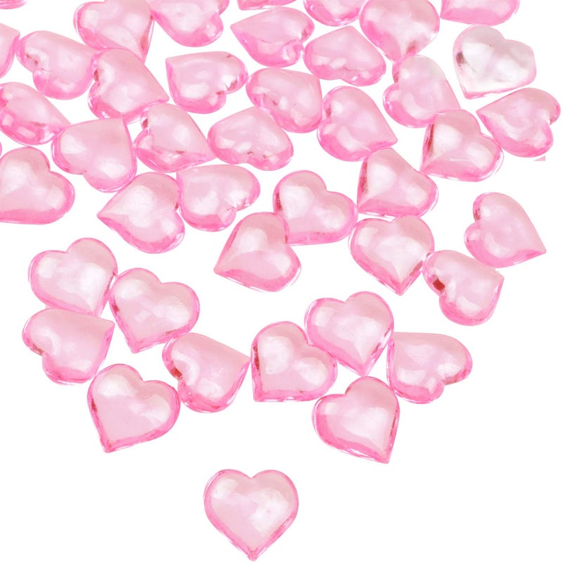 Fangoo 110 Pieces Pink Acrylic Heart Flat Back Heart Gems for Valentine's Day Decorations, Vase Filler, Table Scatter Decoration, Wedding Decorations,Home Decorations(Pink, 8OZ) - Image 1