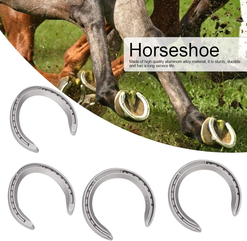 Fdit 4Pcs Aluminium Alloy Horseshoes Horse Riding Tool Equipment Accessories(3#) - Image 5