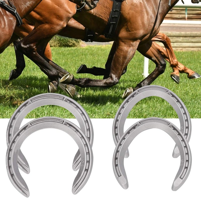 Fdit 4Pcs Aluminium Alloy Horseshoes Horse Riding Tool Equipment Accessories(3#) - Image 2
