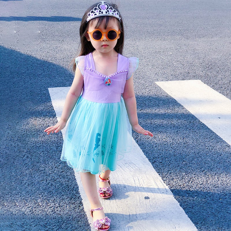 2024 Girls Cotton Mermaid Print Dress 050# Mermaid Necklace
