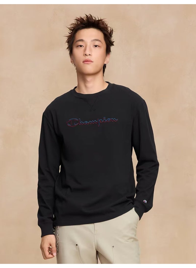 Champion Gradient Letter‑Print Crew‑Neck Black Long‑Sleeve T‑Shirt Size XL - Image 1