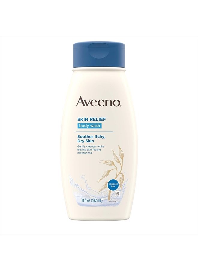 Aveeno Active Naturals Skin Relief Body Wash, Fragrance Free, 18 Fl Oz (Pack of 1) - Image 1