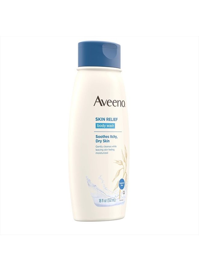 Aveeno Active Naturals Skin Relief Body Wash, Fragrance Free, 18 Fl Oz (Pack of 1) - Image 3