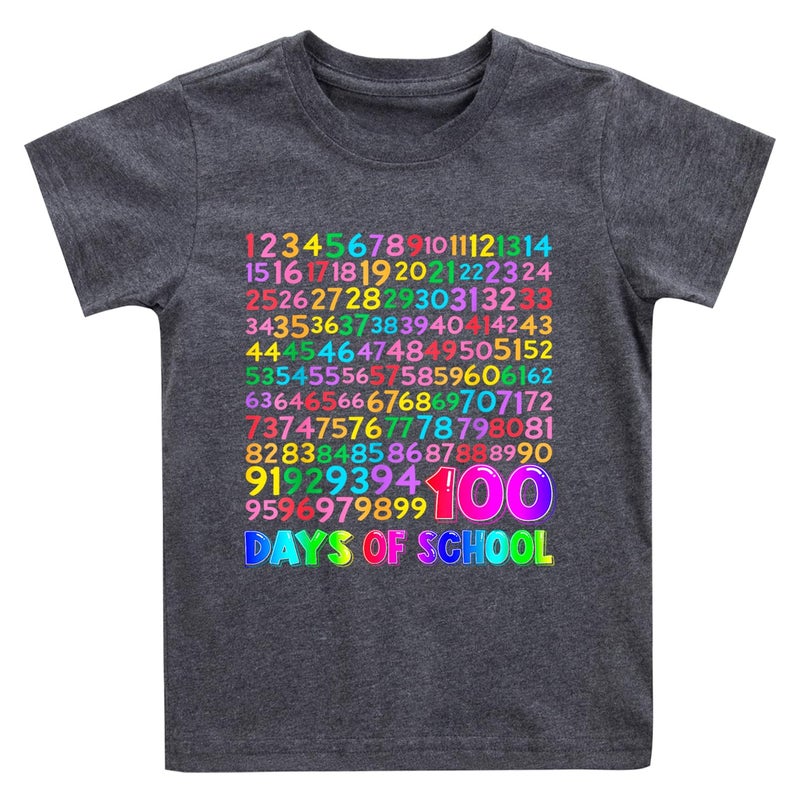 Geoyune 100 Days of School Shirt Boys Girls Toddler Happy 100th Day of School Celebration Tee Tops Outfit - Image 1