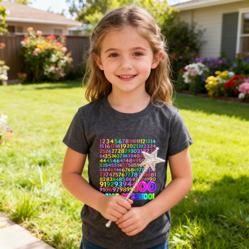 Geoyune 100 Days of School Shirt Boys Girls Toddler Happy 100th Day of School Celebration Tee Tops Outfit - Image 4