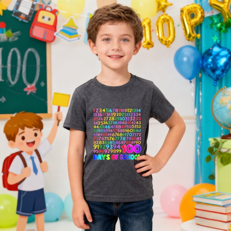 Geoyune 100 Days of School Shirt Boys Girls Toddler Happy 100th Day of School Celebration Tee Tops Outfit - Image 5