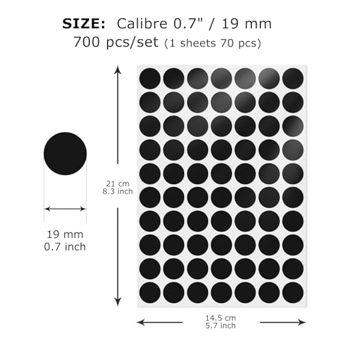 FINDAT 700 PCS Circle Stickers 34 Inch Black Vinyl Colored Dots Sticker Writable SelfAdhesive Color Code Round Labels for Student Classroom Organizing Office Inventory - Image 3