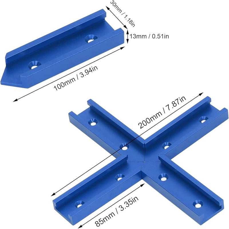 Blue Aluminum Alloy T Track Connector 100mm Length 30mm Width High Precision Woodworking Accessories 4Pcs - Image 4