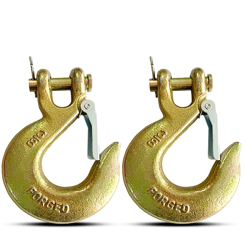 V-chen 2Pack 3/8" Clevis Slip Hook with Latch, Forged G70 Steel Chain Hook for Deck Hauler Receiver Hitches Trailer Wiring, Chain Hooks Solid Clevis Grab Hooks for Trailer(18,000lbs Capacity) - Image 1