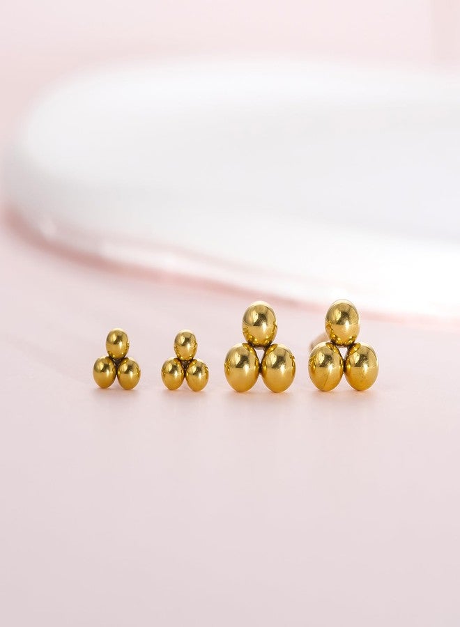 Limerencia G23 Pure Titanium Hypoallergenic Earrings | Tiny Trinity Ball Stud Earrings | Minimalist, F136 Implant Grade | Suitable for Sensitive Ears Delicate Jewelry (4mm, Gold) - Image 5