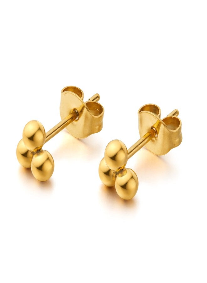 Limerencia G23 Pure Titanium Hypoallergenic Earrings | Tiny Trinity Ball Stud Earrings | Minimalist, F136 Implant Grade | Suitable for Sensitive Ears Delicate Jewelry (4mm, Gold) - Image 1