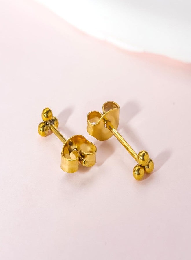 Limerencia G23 Pure Titanium Hypoallergenic Earrings | Tiny Trinity Ball Stud Earrings | Minimalist, F136 Implant Grade | Suitable for Sensitive Ears Delicate Jewelry (4mm, Gold) - Image 2