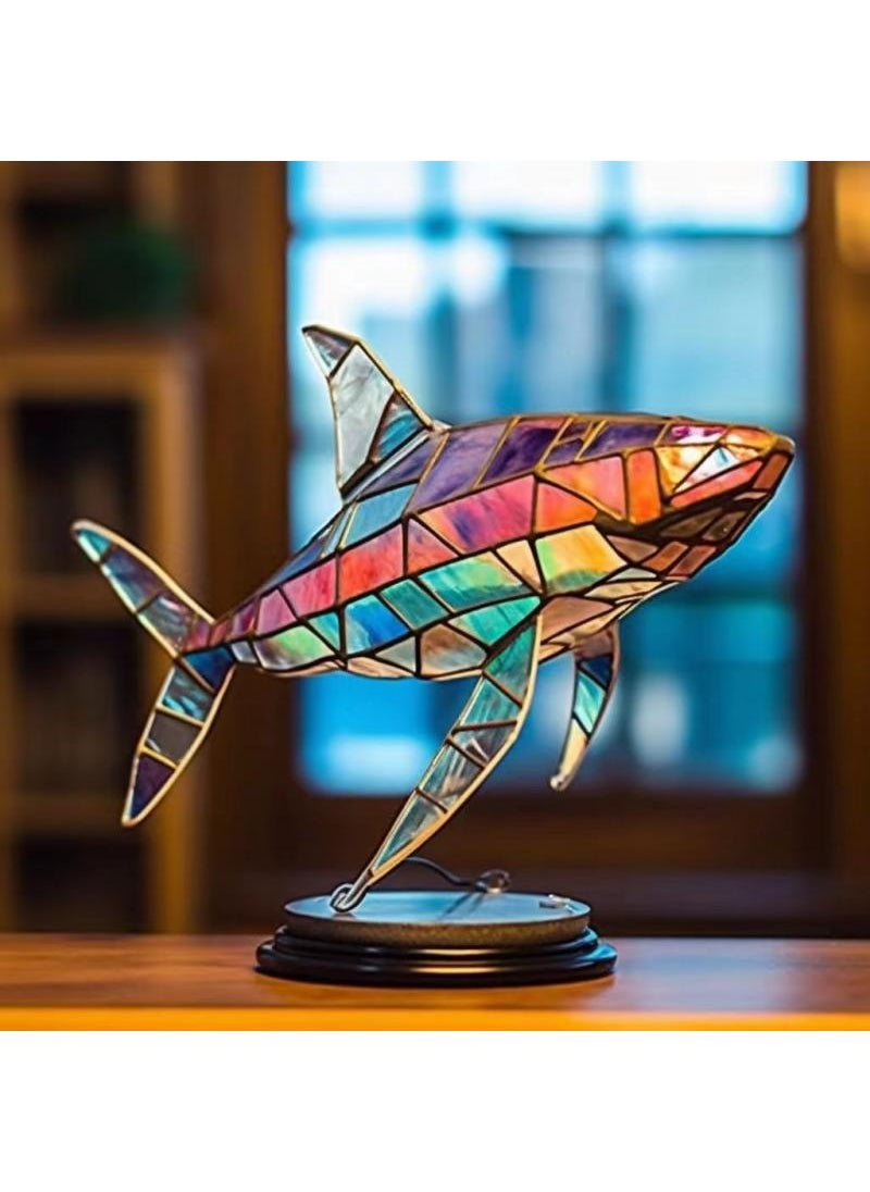 Y&D Wildlife Metal Art Base Desktop Decorations Flat Decorative Ornaments-Shark  - Image 1