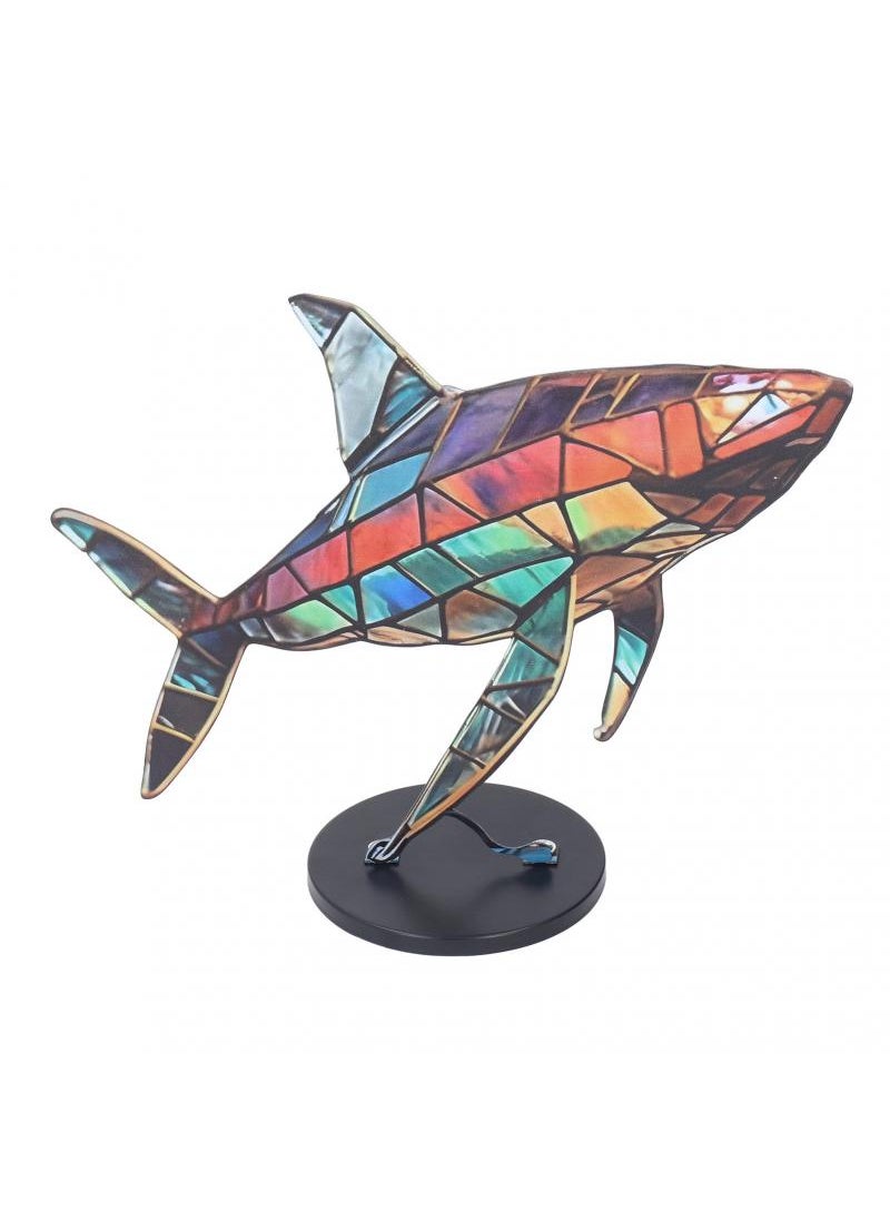 Y&D Wildlife Metal Art Base Desktop Decorations Flat Decorative Ornaments-Shark  - Image 3