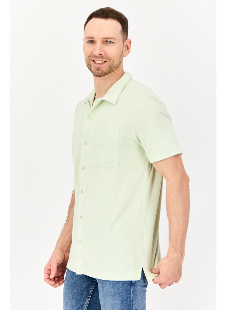 VANS Men Classic Fit Textured Short Sleeves Casual Shirt, Cream  - Image 2