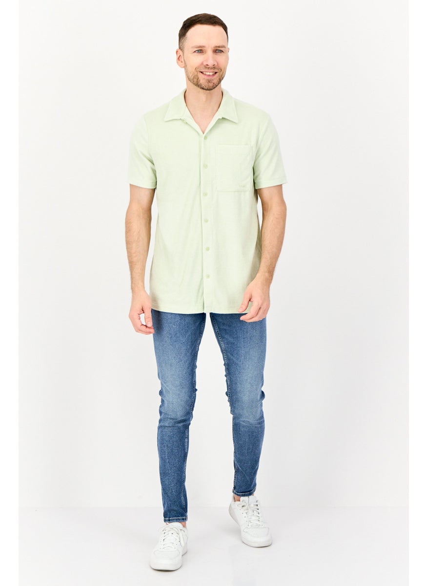 VANS Men Classic Fit Textured Short Sleeves Casual Shirt, Cream  - Image 4