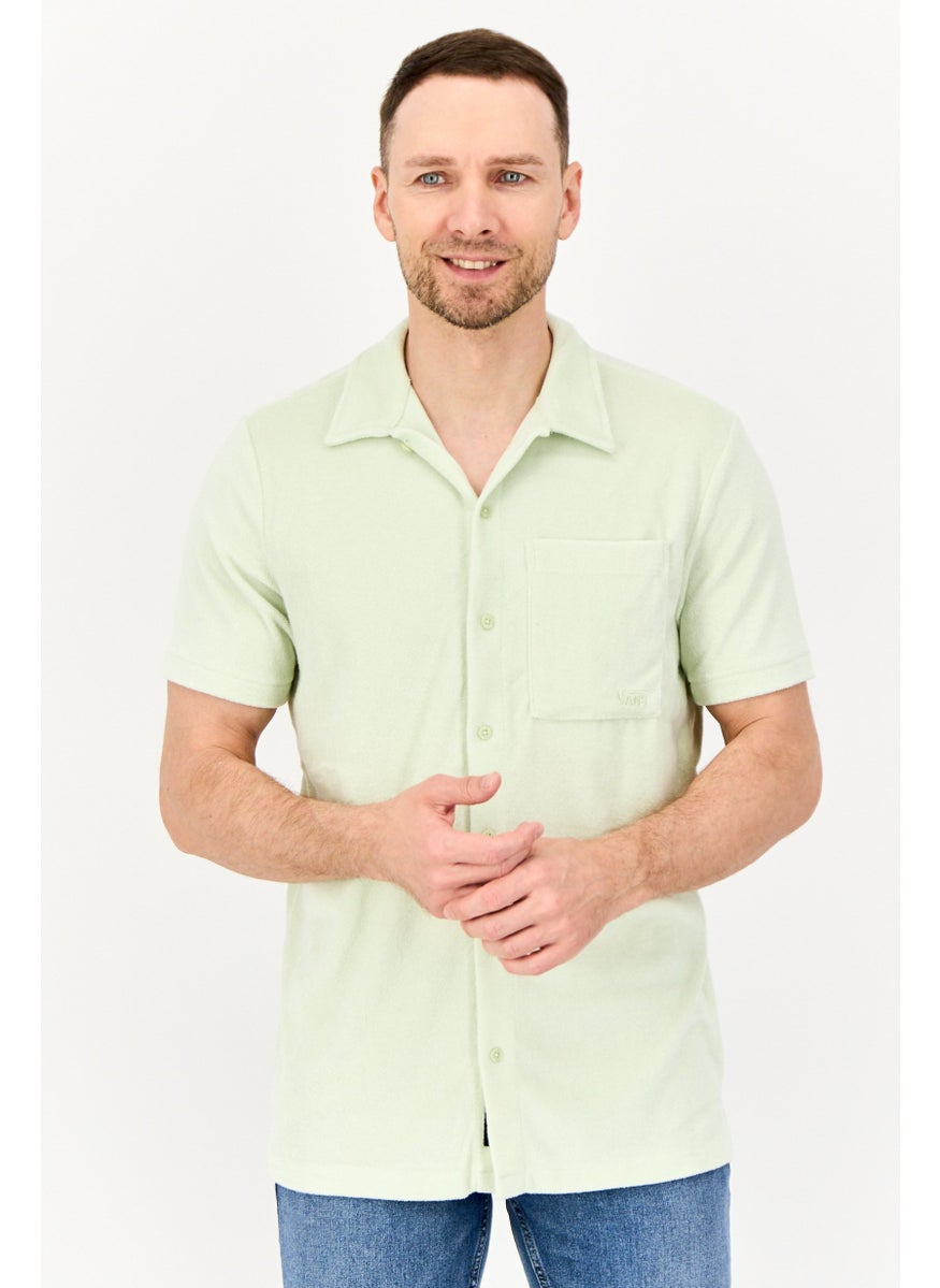 VANS Men Classic Fit Textured Short Sleeves Casual Shirt, Cream  - Image 1