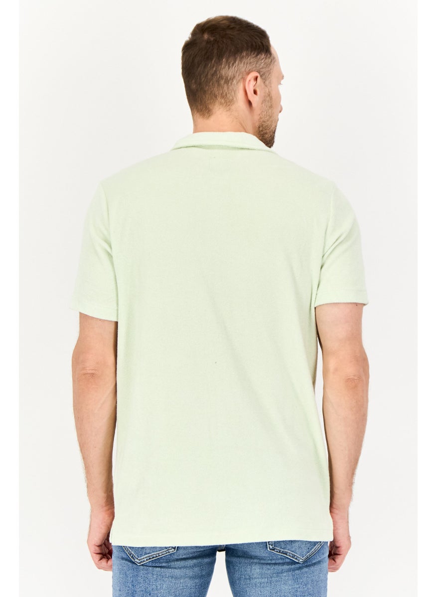 VANS Men Classic Fit Textured Short Sleeves Casual Shirt, Cream  - Image 3