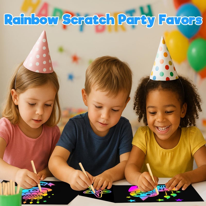 ZMLM Scratch Art Crafts Boys Gifts, 100pcs Rainbow Scratch Paper Art for 3 4 5 6 7 8 9 Years Old Girls and Boys Kids, Arts and Crafts for Kids 4-6 Christmas Gifts Toys and Party Favors (Blue) - Image 3