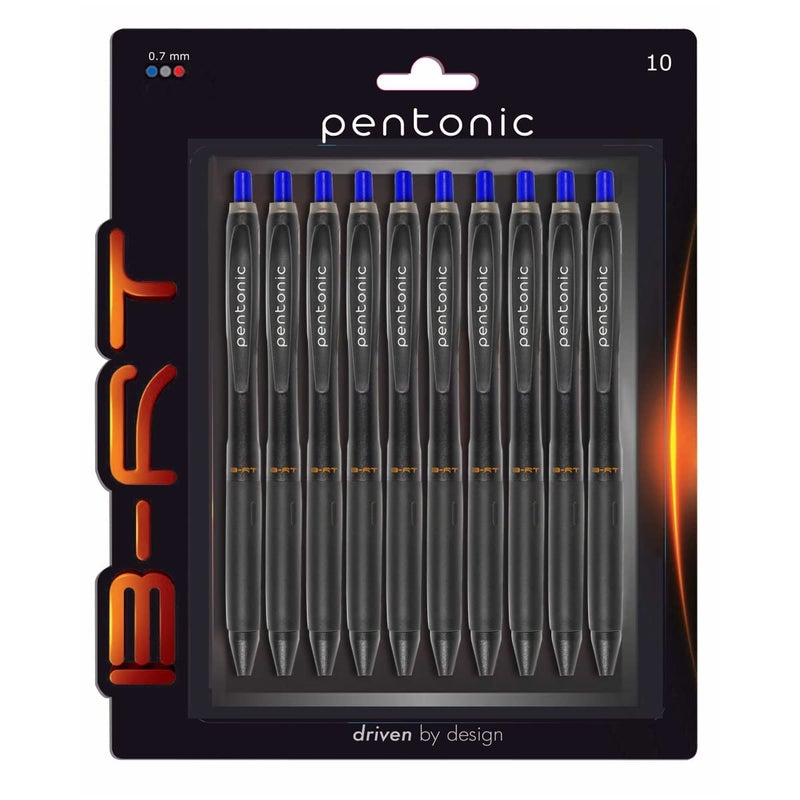Pentonic B-RT 0.7mm Retractable Ball Point Pen Blister Pack & Refill Combo | Blue Ink | 10 Pcs Pens with 10 Pcs Refills - Image 2