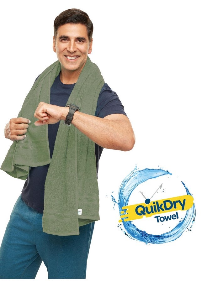 Welspun 100% Cotton Quik Dry Bath Towel | High Absorbency Super Soft, Fast Drying Towels for Bath | 380 GSM Large Size 1 Piece Bath Towel for Men and Women | Sized 70cm X 150cm Green - Image 2