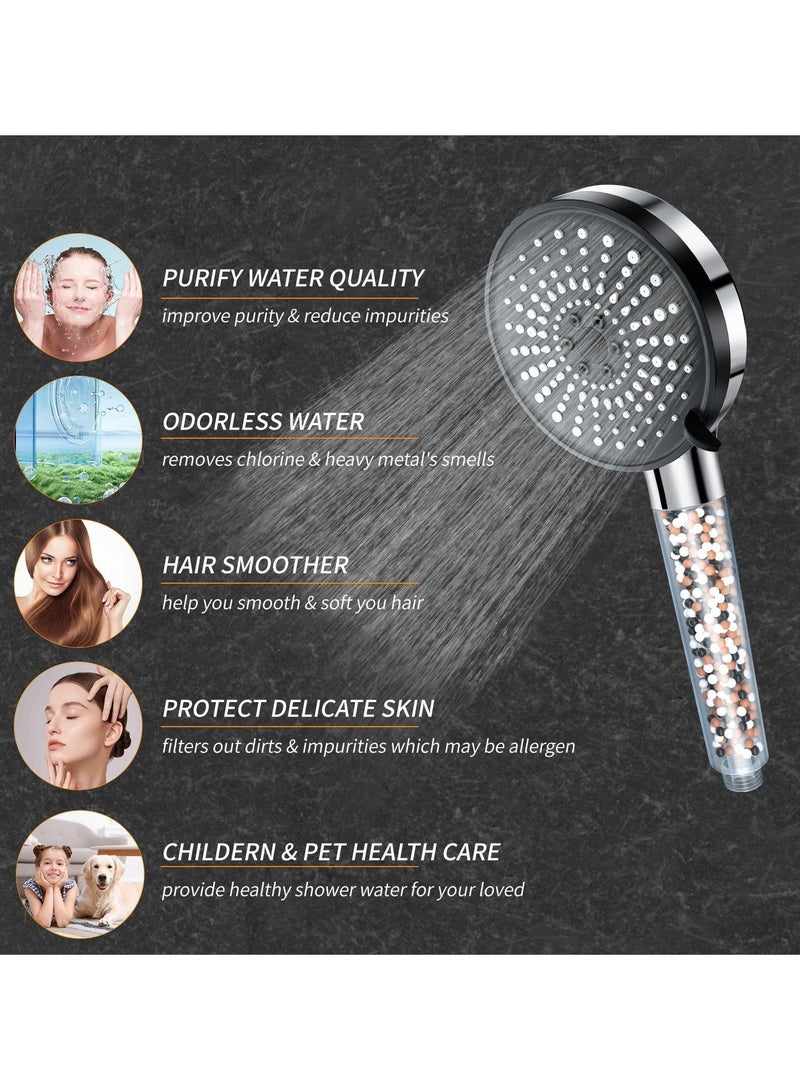 Loquat Ionic High Pressure Filtered Shower Head with Hand Held, Showerhead Nozzle with 5 Spray Modes Bathroom Spa  Massage Filtration to prevent Hair Loss  Dry Skin Ideal for Hard Water White - Image 4