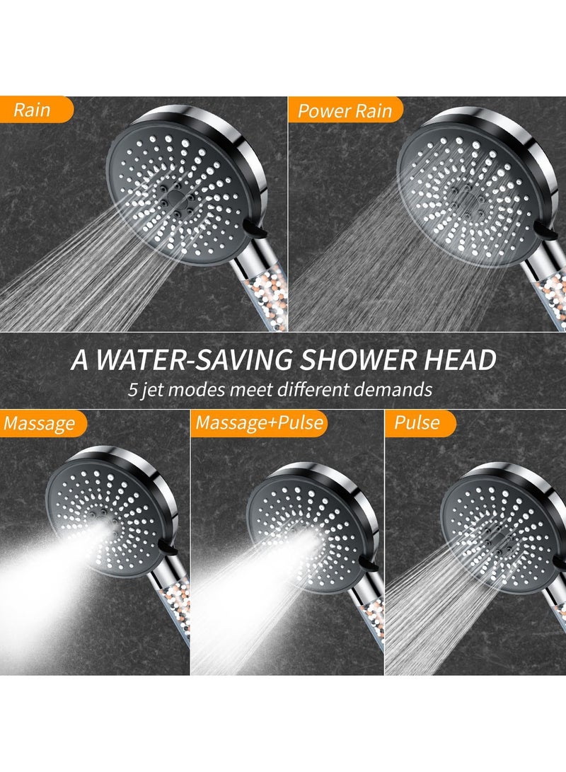 Loquat Ionic High Pressure Filtered Shower Head with Hand Held, Showerhead Nozzle with 5 Spray Modes Bathroom Spa  Massage Filtration to prevent Hair Loss  Dry Skin Ideal for Hard Water White - Image 5