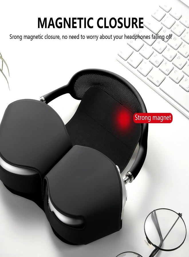 Youtec جراب Youtec لسماعات Apple AirPods Max، غطاء ذكي مزود بوضع السكون، مصنوع من جلد PU، جراب بديل أصلي لسماعات AirPods Pro Max، أسود - Image 2